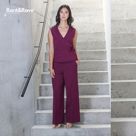 Rant & Rave Allyson Cranberry Wide Leg Trouser