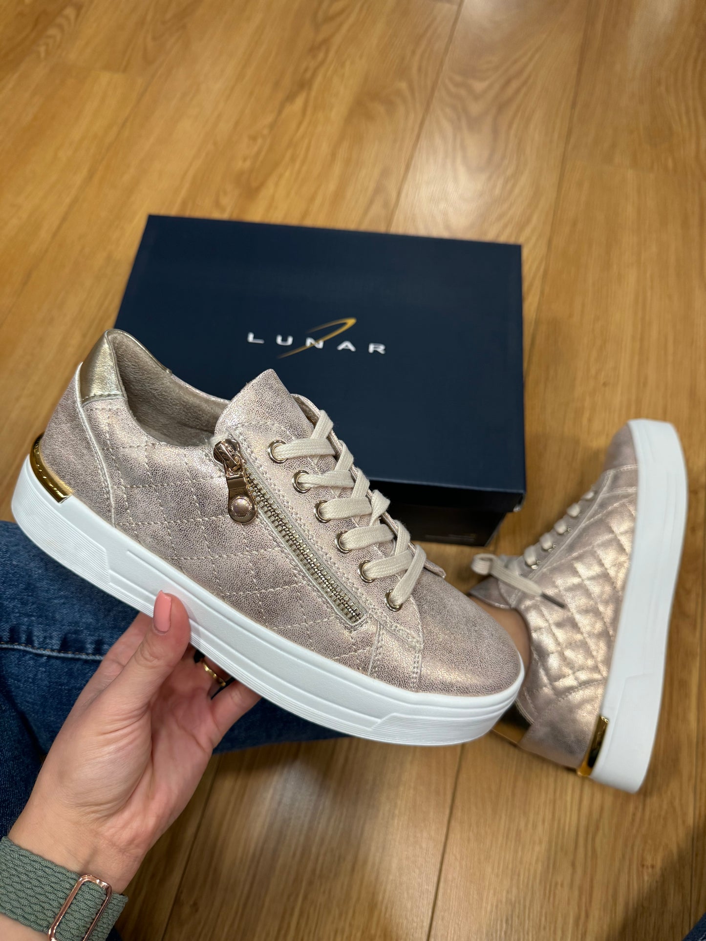 Lunar Xenon Beige Zip Trainer