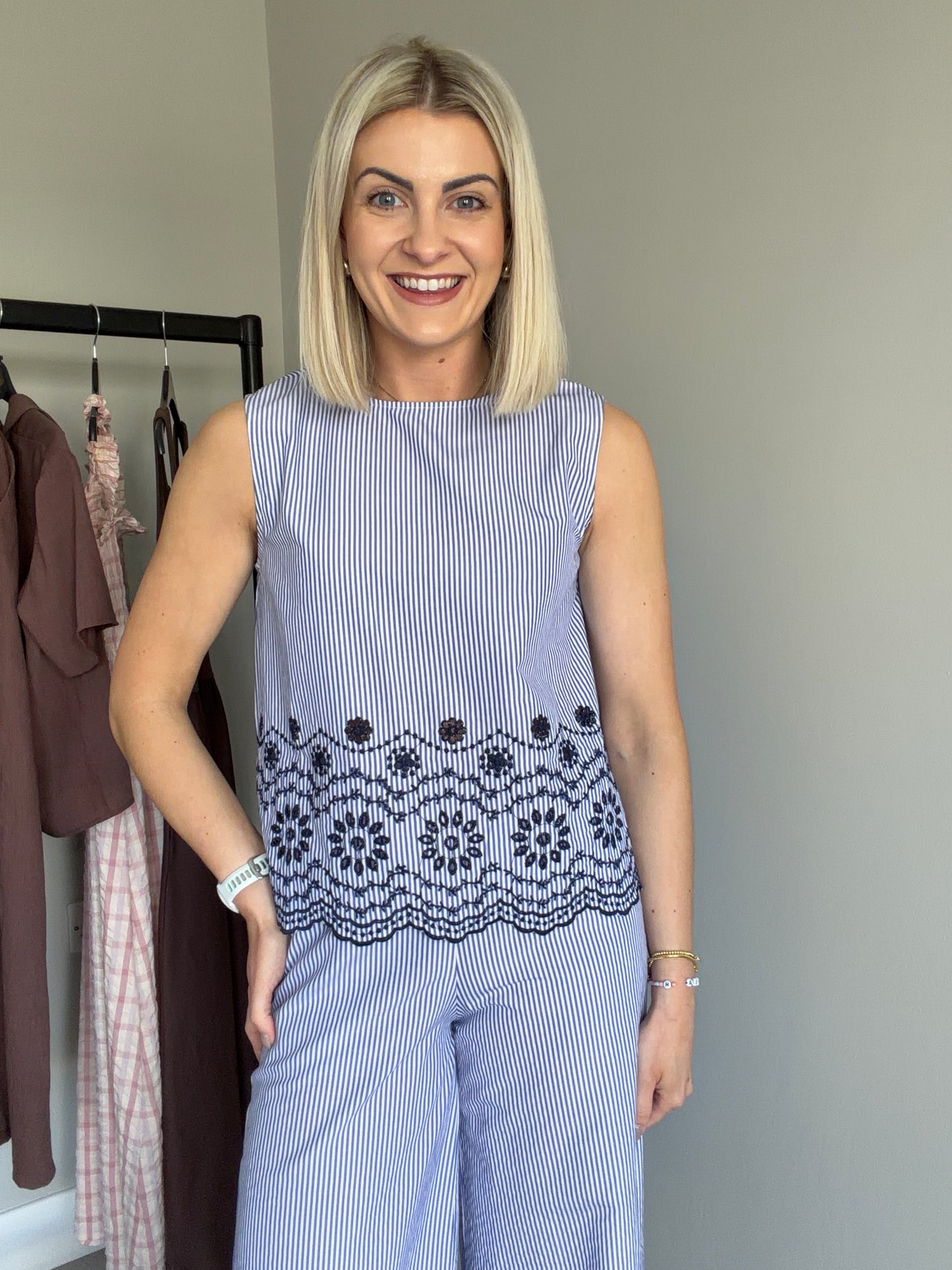 B.Young BYinzi Denim Embroidered Top