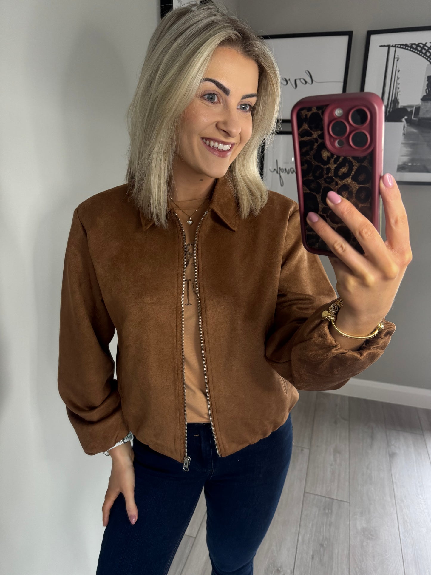 Freequent Tan Suede Jacket