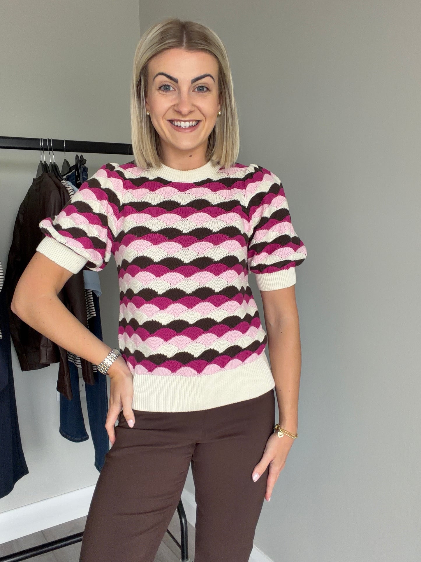 B.Young BYmagio Orchid Pink Abstract Jumper