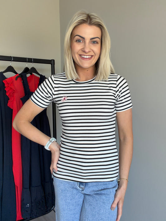 Kaffe KAliddy Chalk/Black Stripe T-Shirt