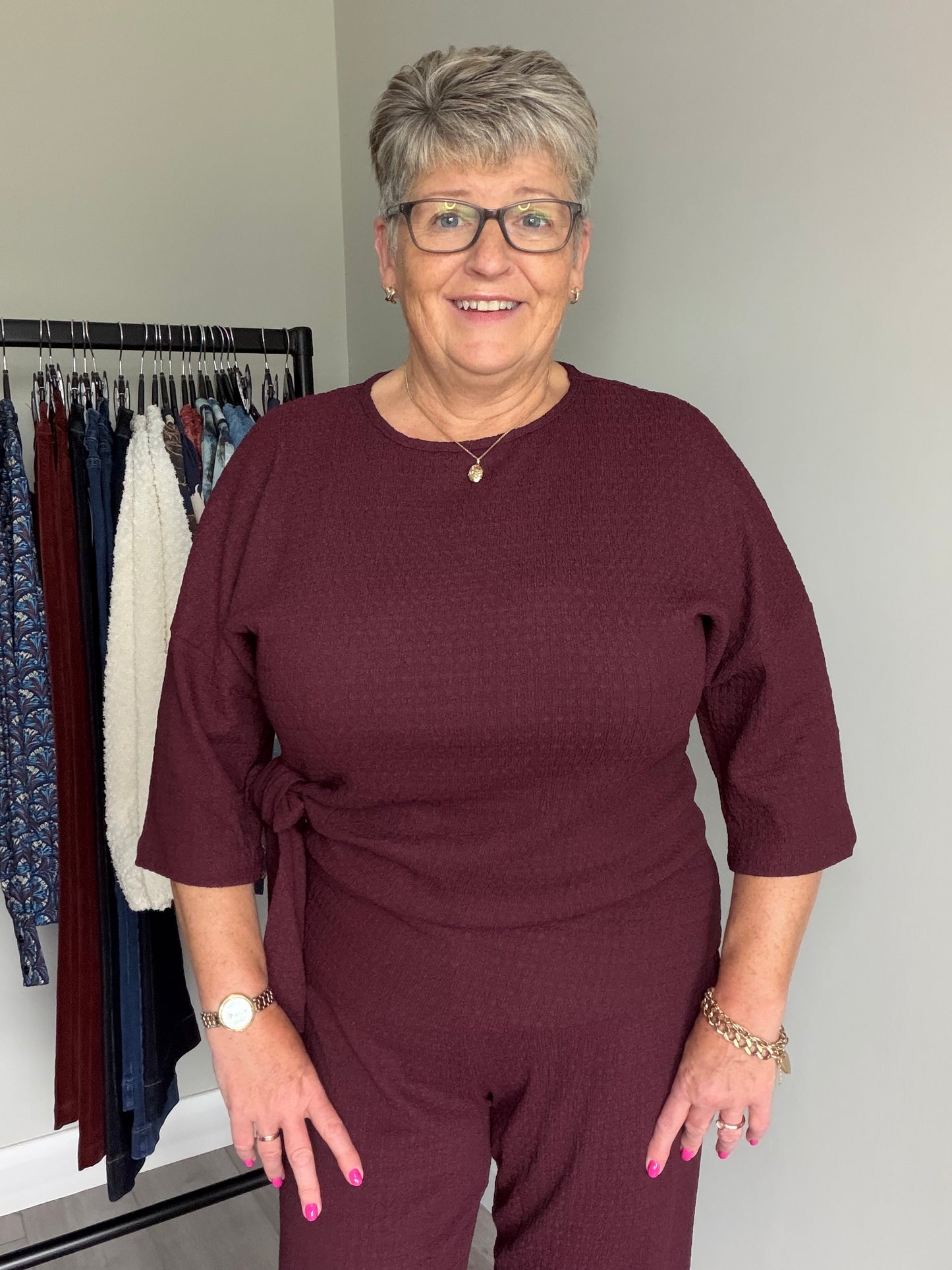Rant & Rave Freya Textured Chocolate Plum Co-ord