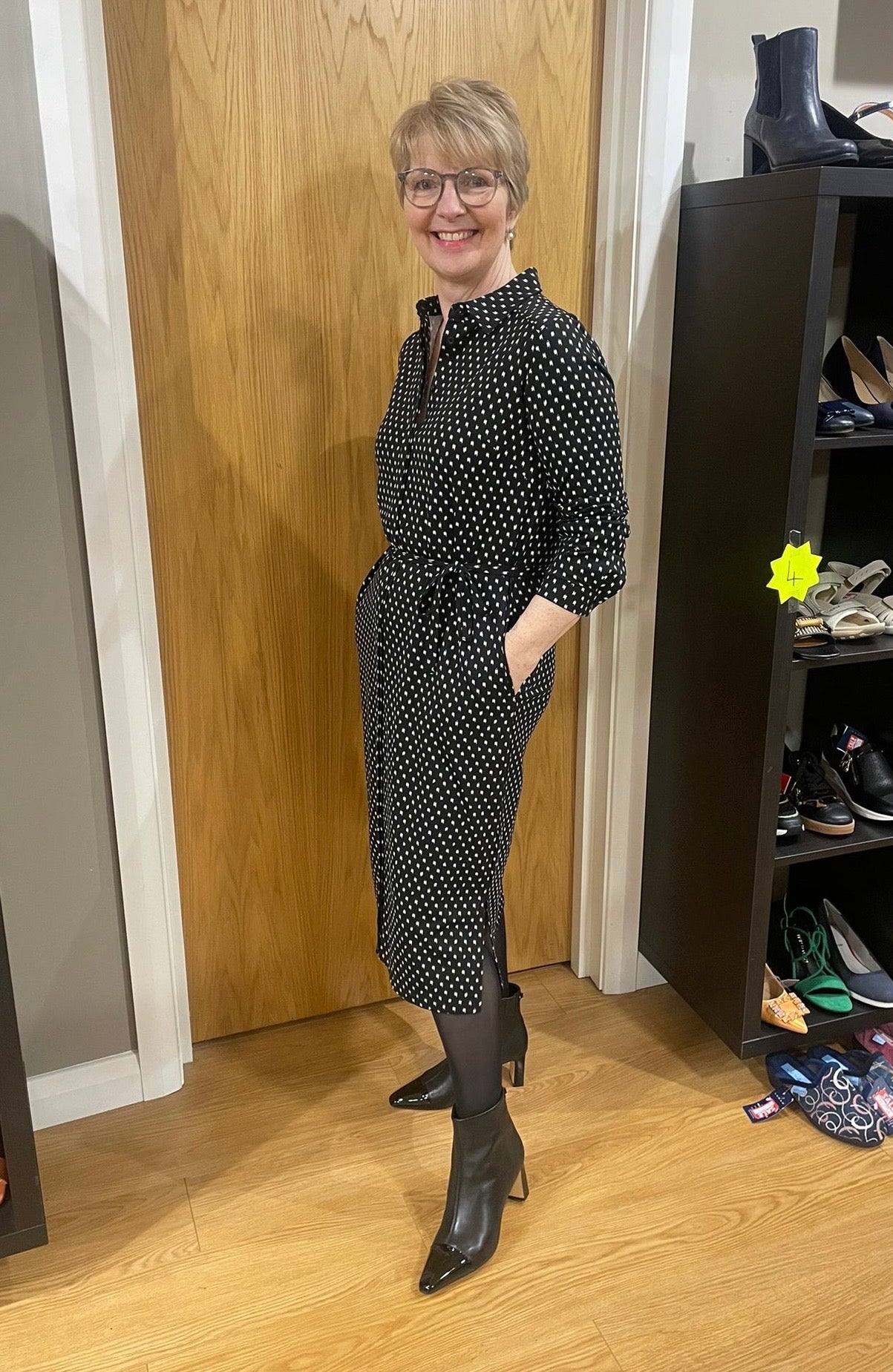 Pomodoro Black/Cream Shirt Dress