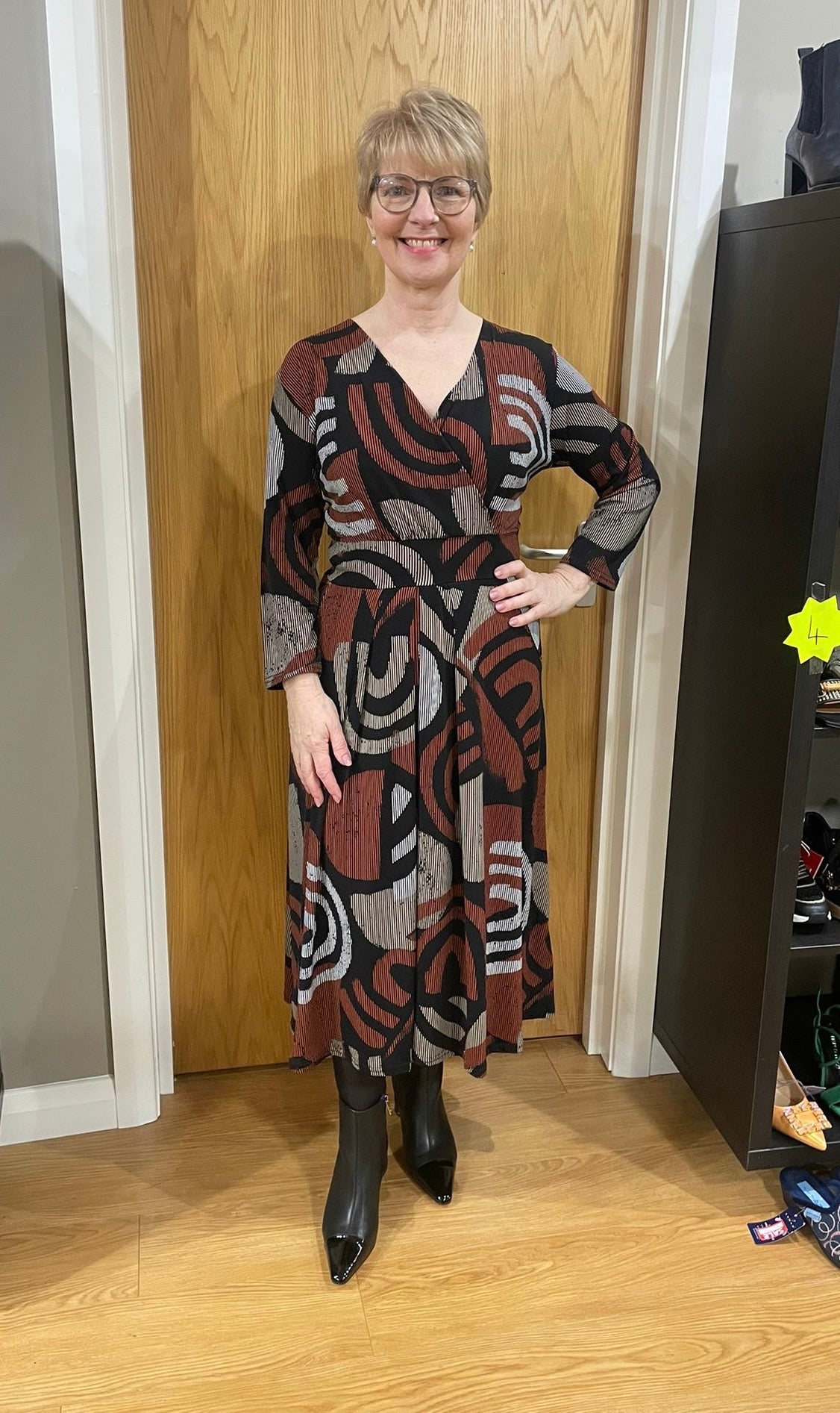 Black/Tan Print Dress