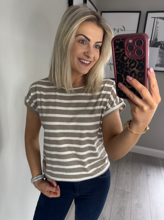 B.Young BYpamila Cashew/White Striped Tee