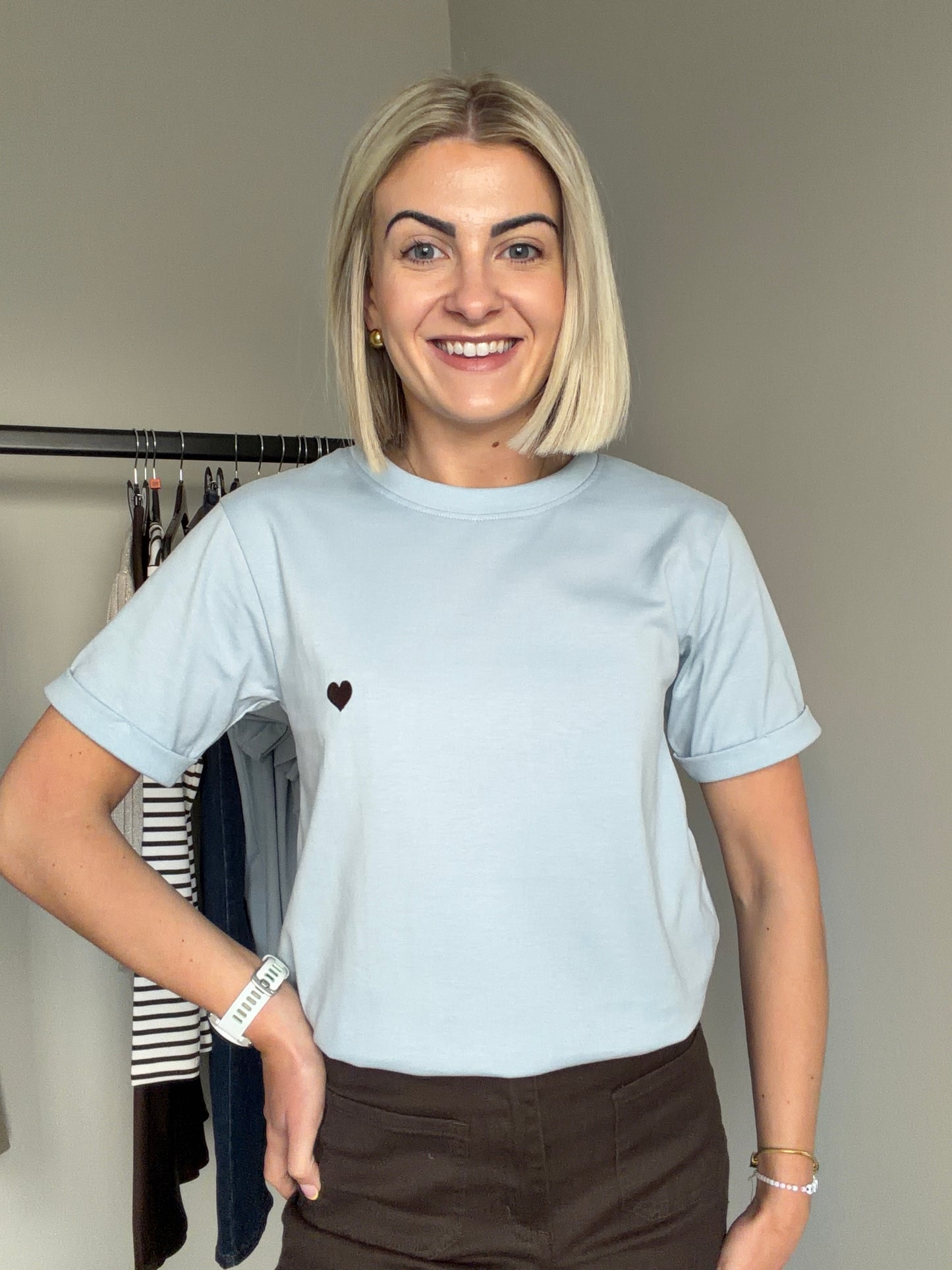 Kaffe KAheart Blue Fog/Brown T-Shirt