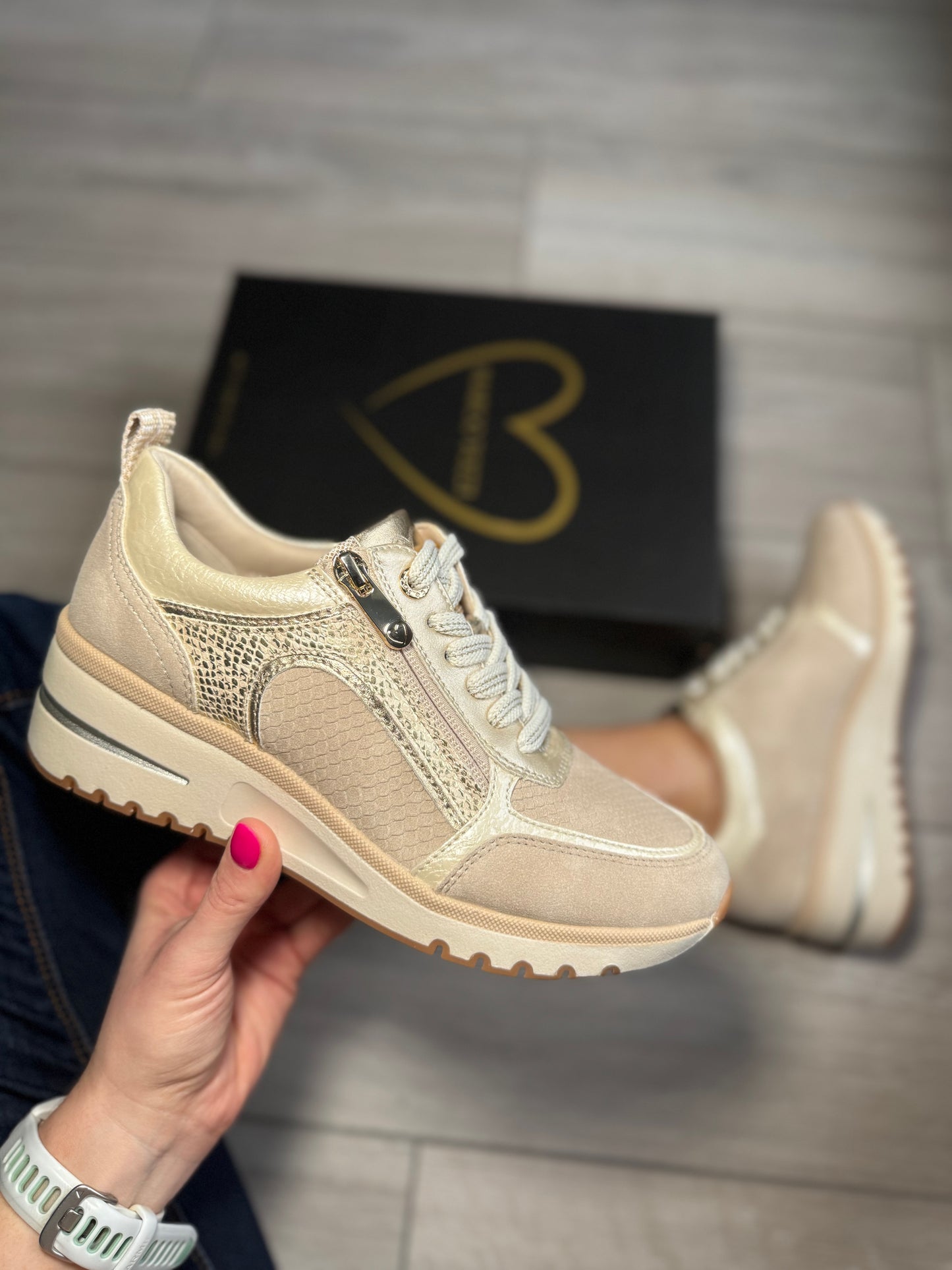Marco Tozzi Cream Wedge Trainer