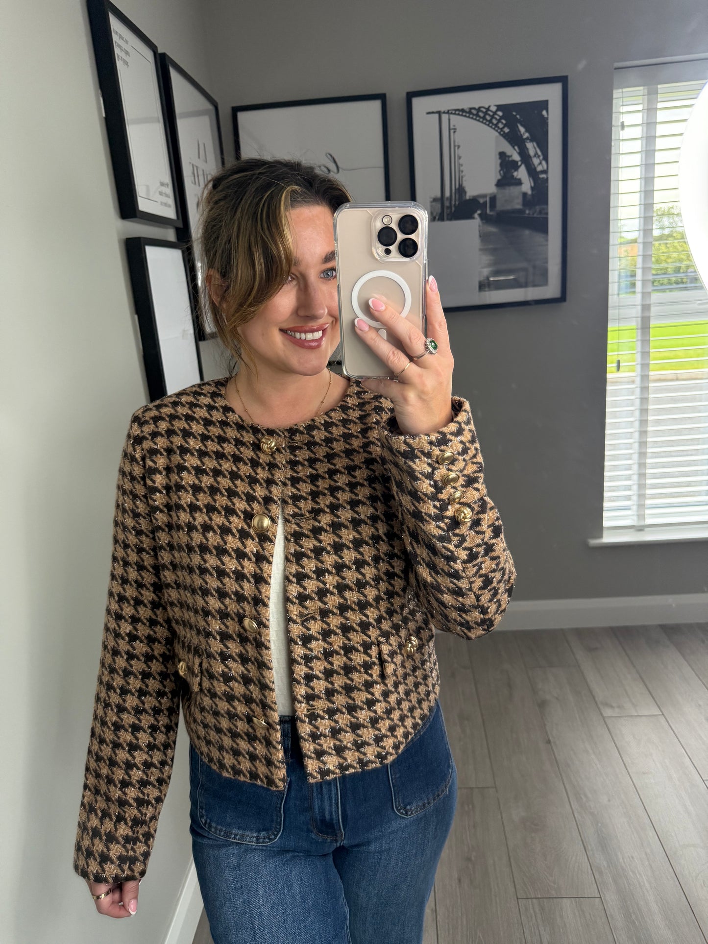 Yest Cashew/Brown Checked Jacket