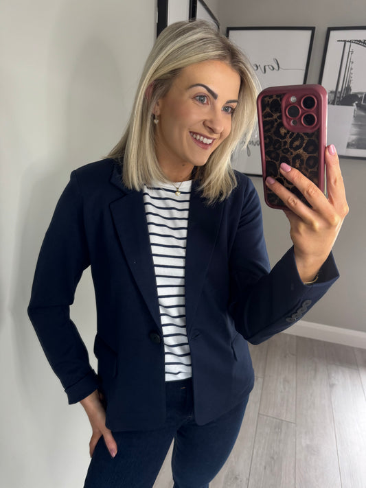 Freequent Navy Jersey Blazer