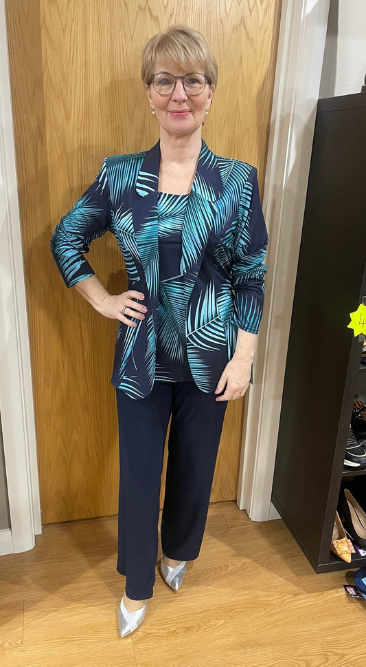 Glitz Teal/Navy Trouser Suit