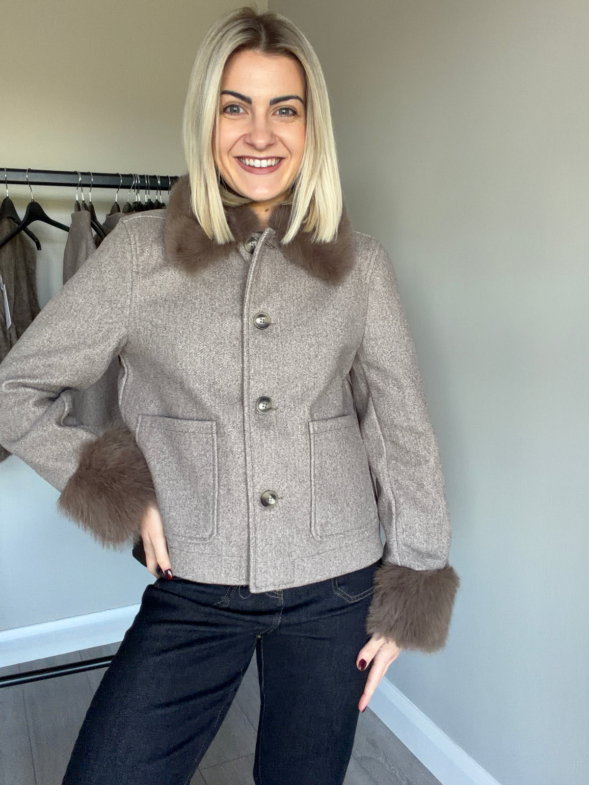 Freequent Morel Fur Jacket
