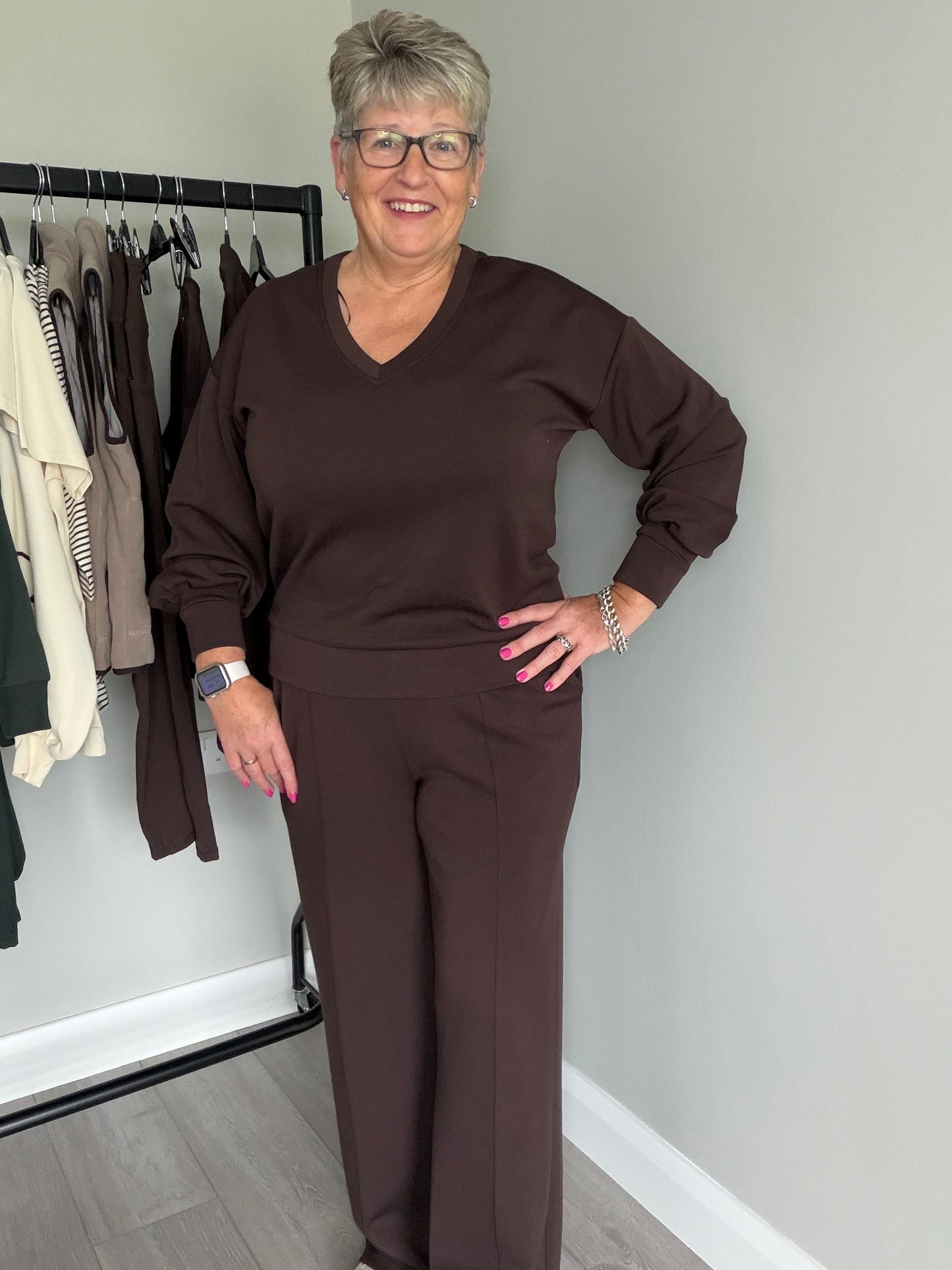 Relax & Renew Elara Chocolate Brown V Neck Sweater
