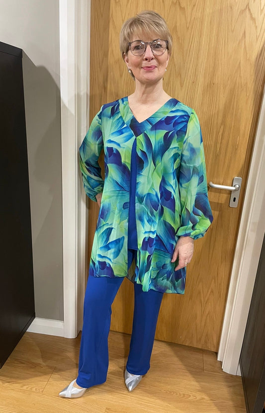 Glitz Green/Royal Trouser Suit