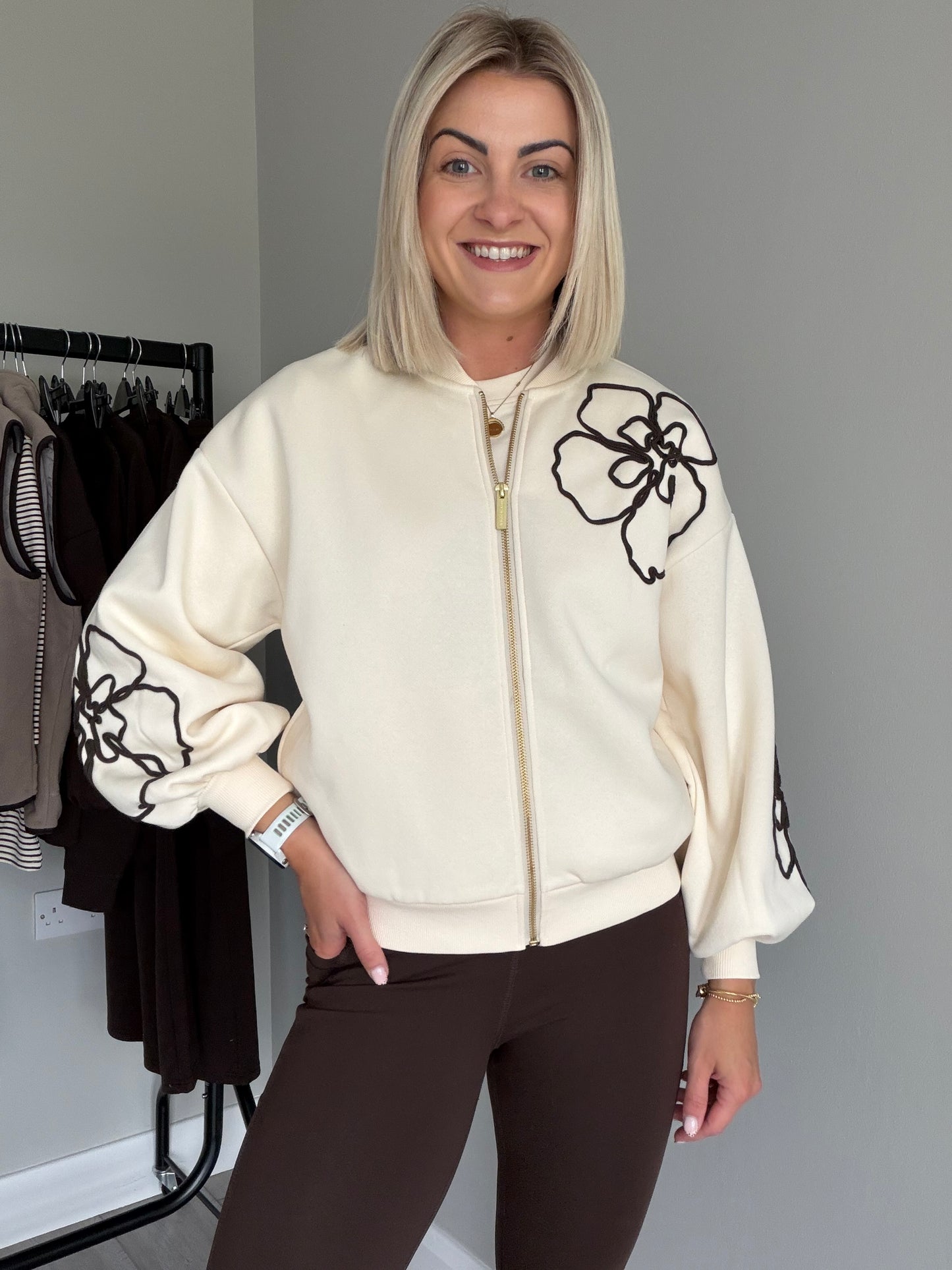 Relax & Renew Ruby Cream Bomber Jacket