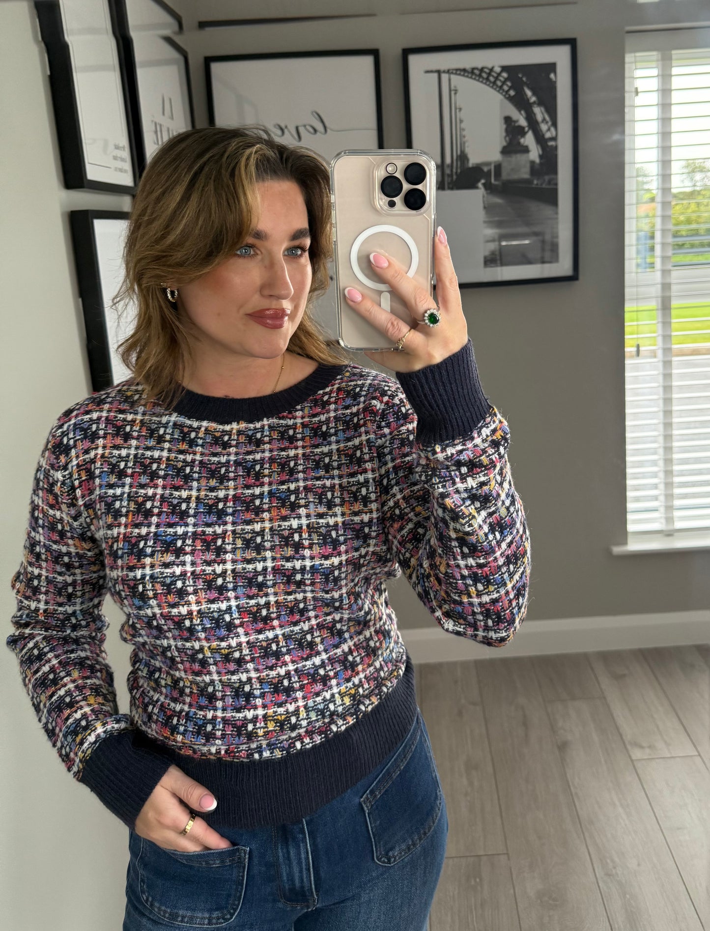 Navy Multi Knit Jumper