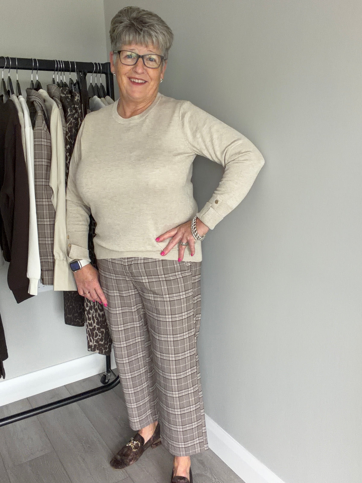 Freequent Mole Checked Cropped Trousers