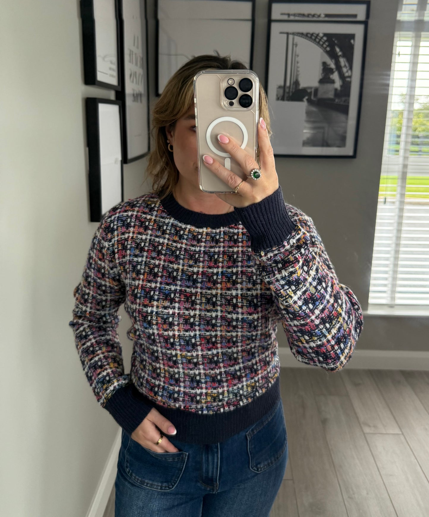 Navy Multi Knit Jumper