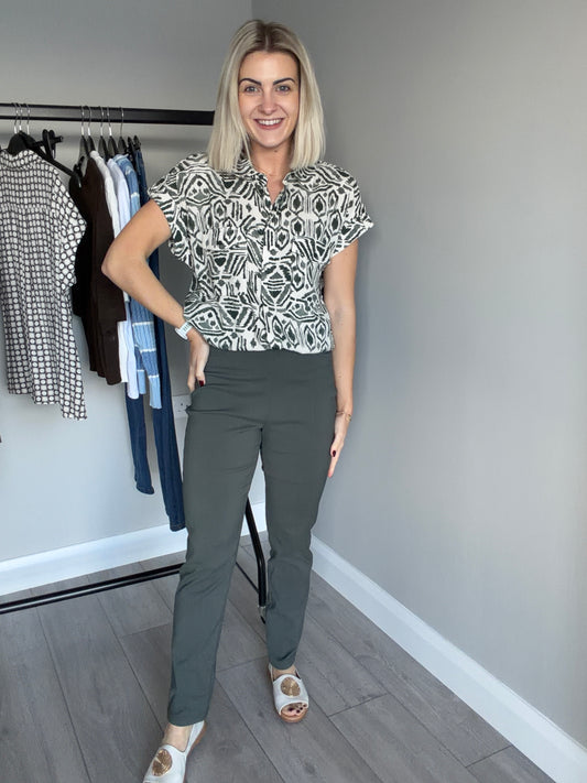 Classic Khaki Bengaline Pull On Trousers