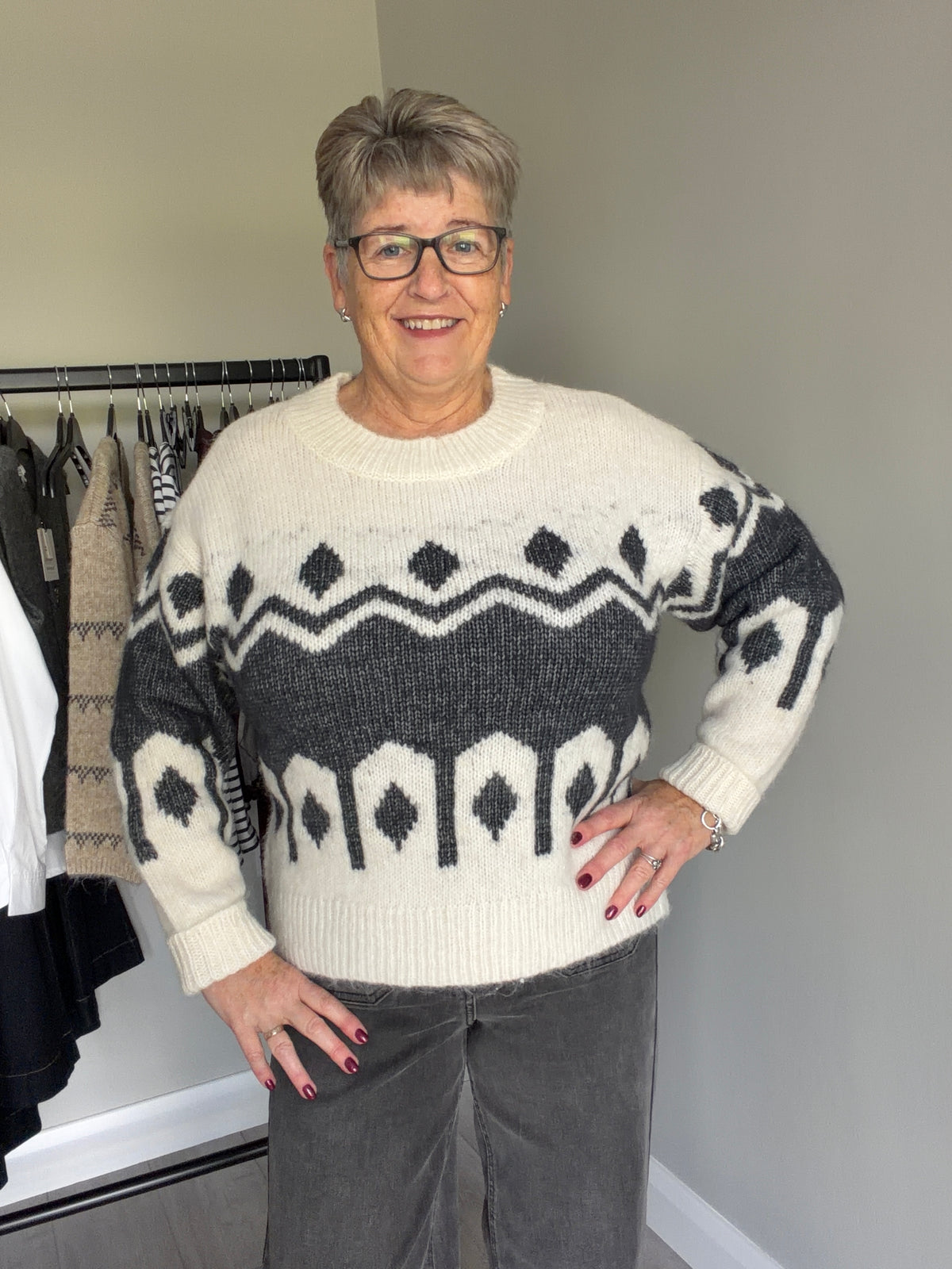 Kaffe KArhonda White/Grey Pullover