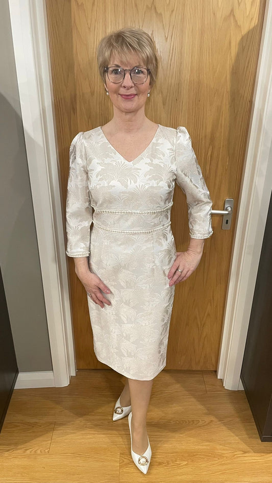 Lizabella Ivory/Gold Pearl Dress