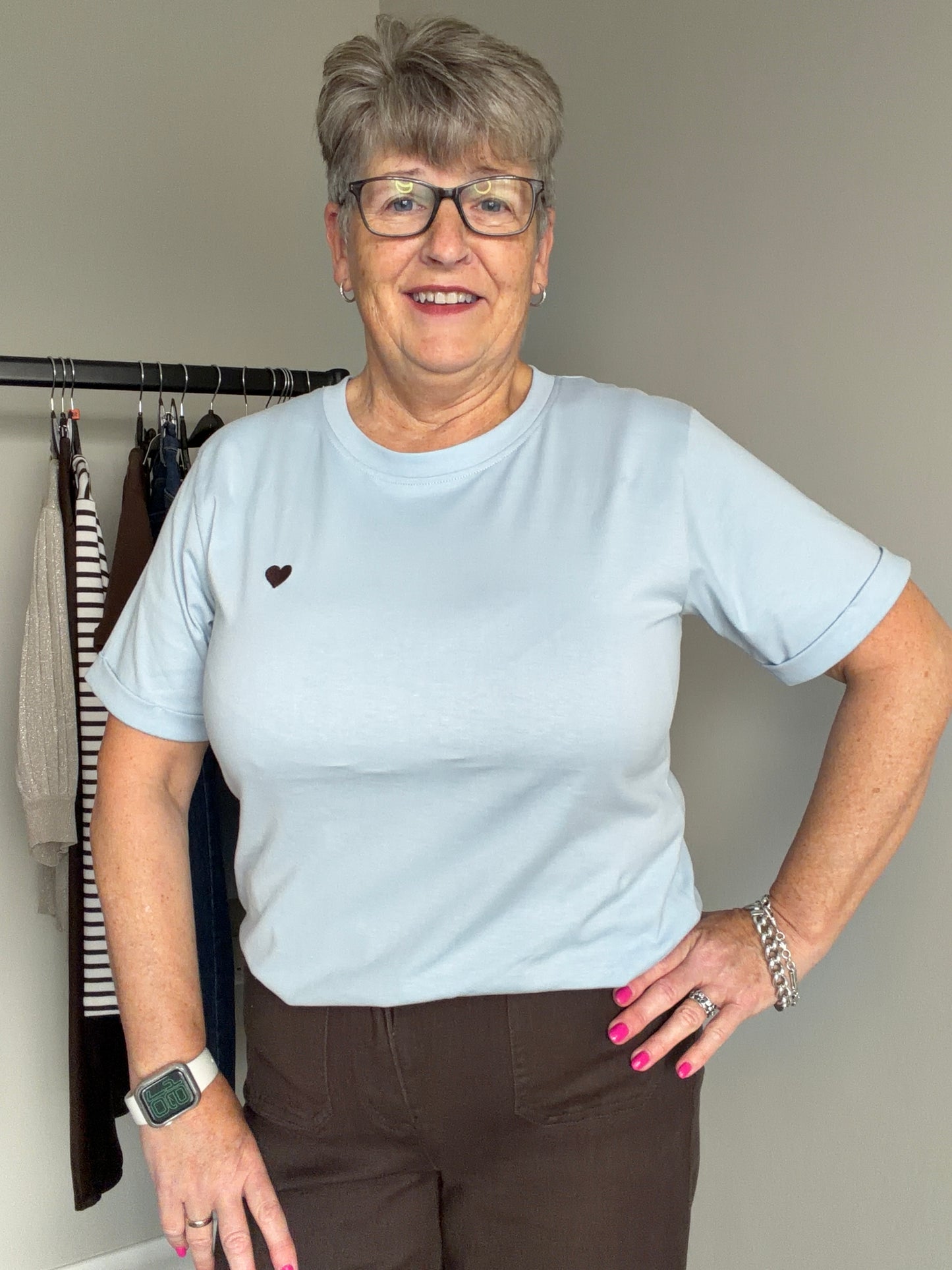 Kaffe KAheart Blue Fog/Brown T-Shirt