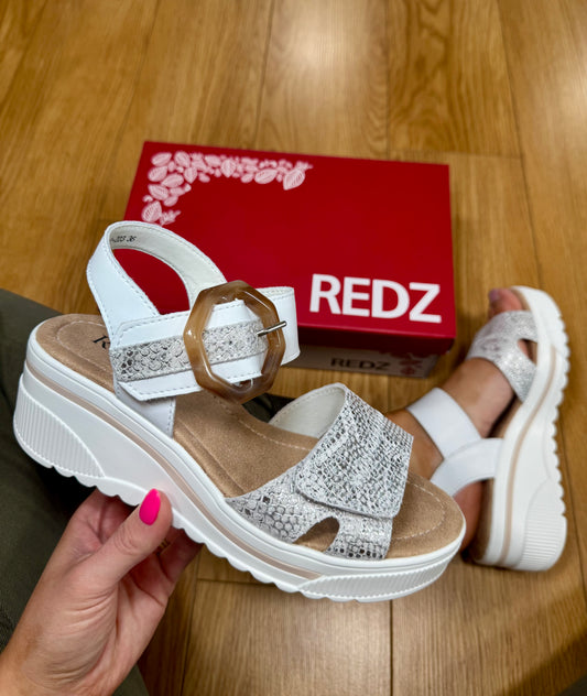 Redz White/Silver Velcro Wedge Sandal
