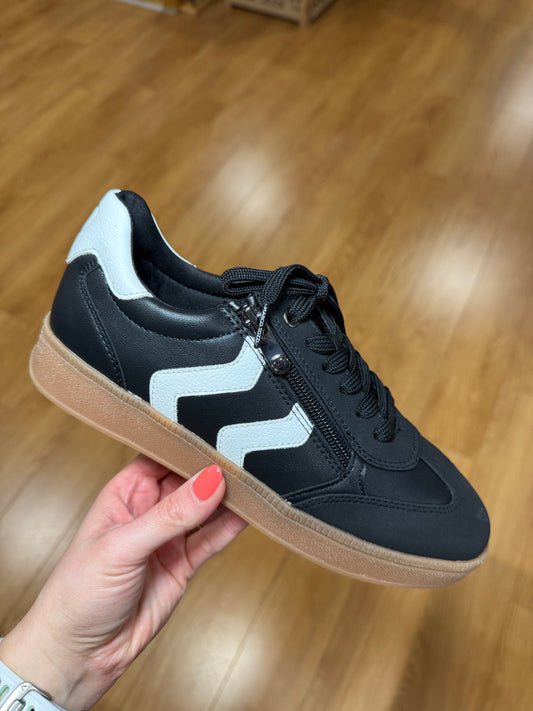 Marco Tozzi Black/White Zip Trainer