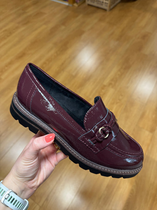 Marco Tozzi Burgundy Patent Loafer