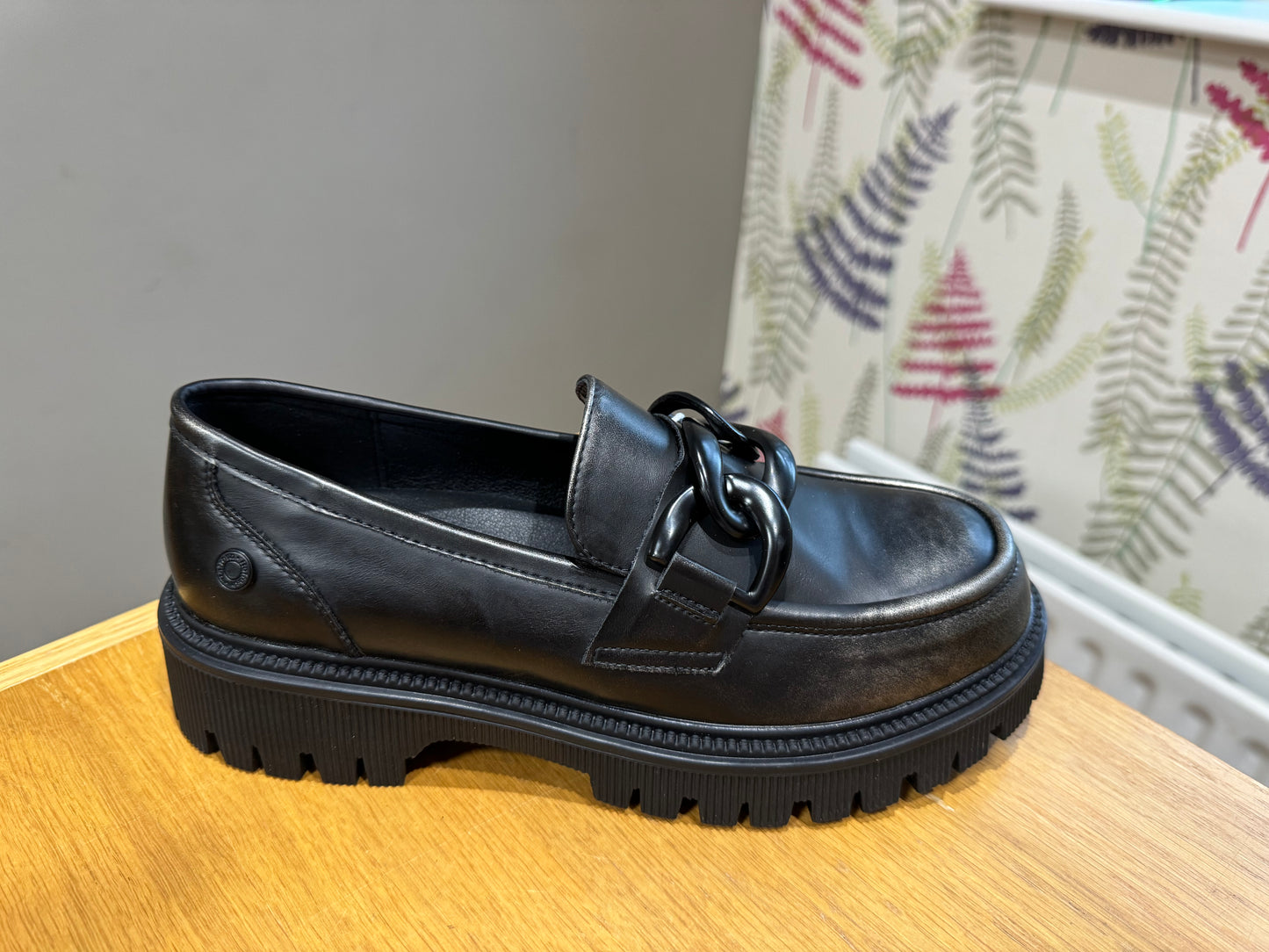 Refresh Black Distressed Chain Loafer