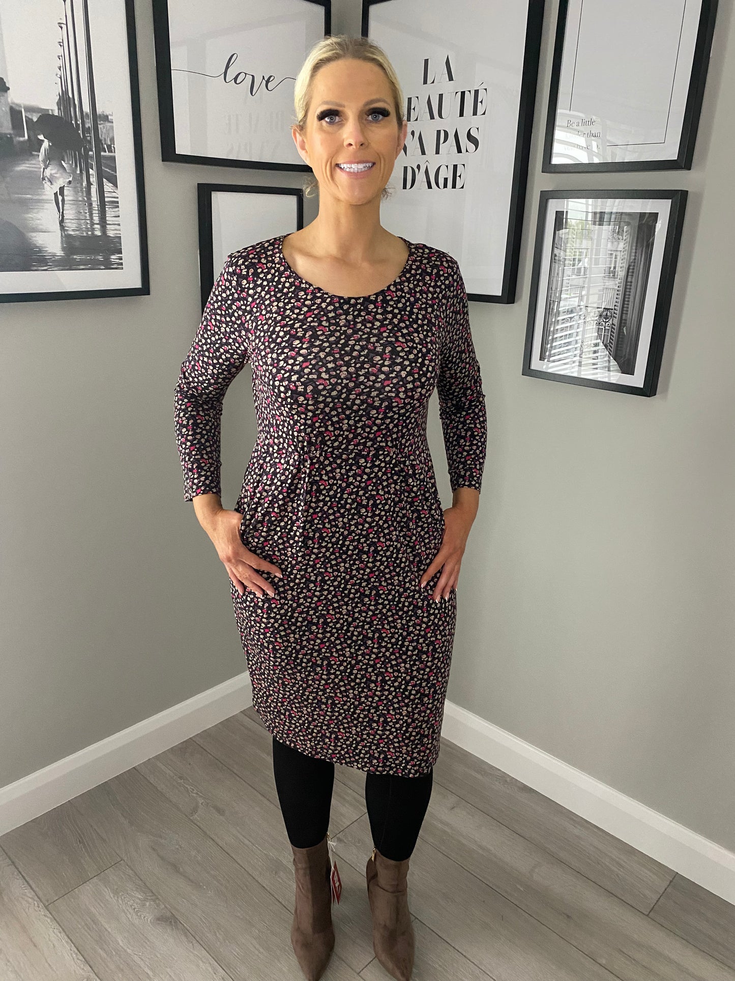 Pomodoro Grey/Pink Speckled Dress