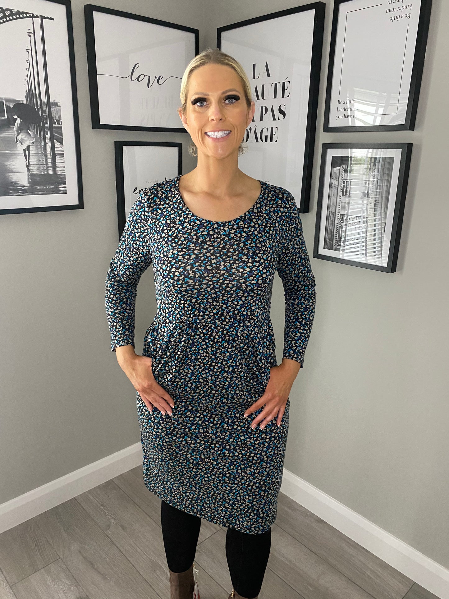 Pomodoro Grey/Blue Speckled Dress