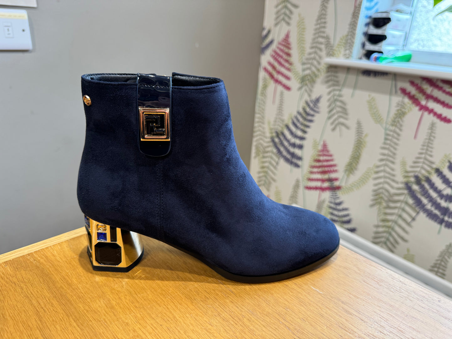 Zanni & Co Khan Navy Embellished Heel Boot