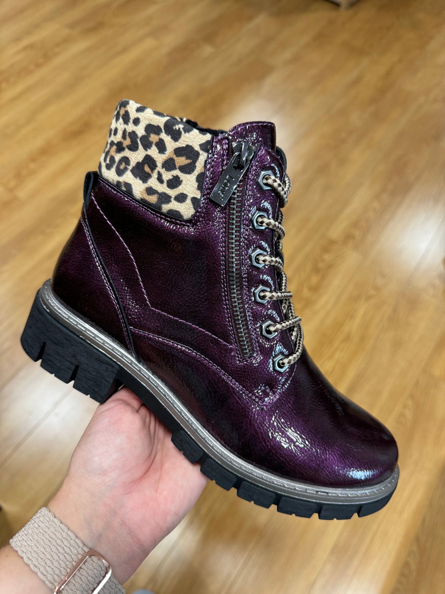 Lotus Charleston Purple Leopard Boot