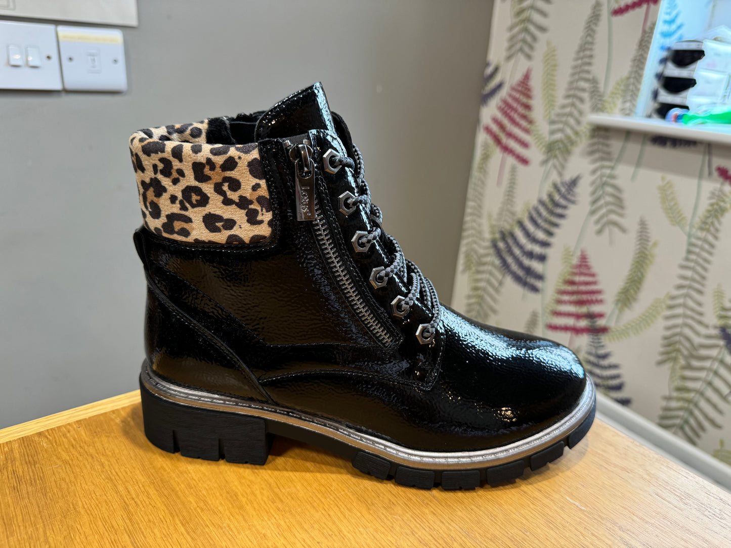 Lotus Charleston Black Leopard Boot