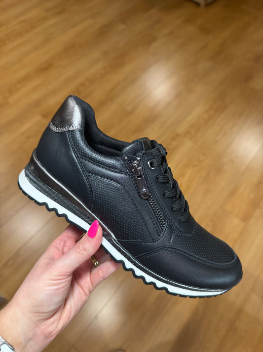 Marco Tozzi Black Zip Trainer