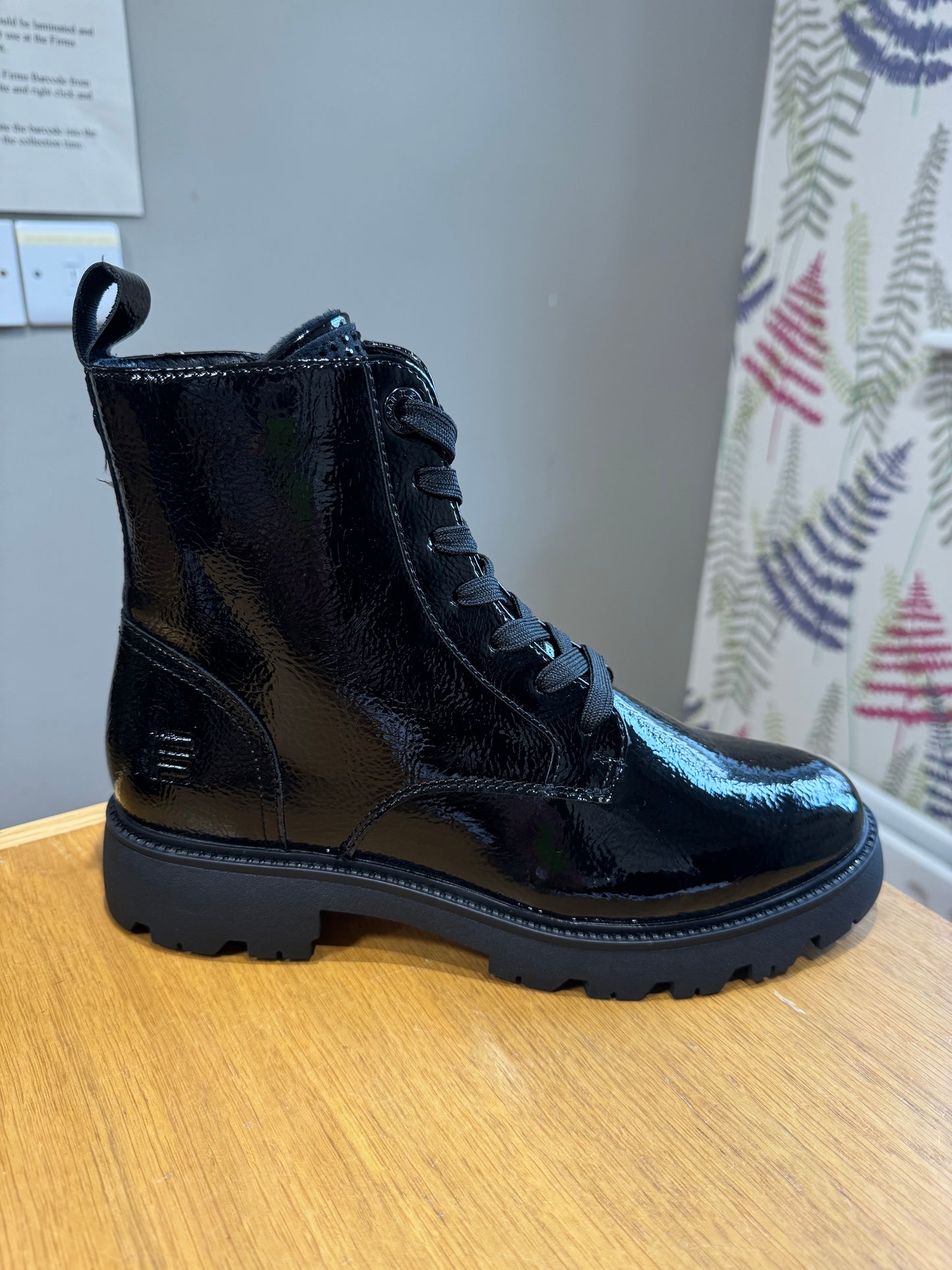 Bagatt Black Patent Biker Boot