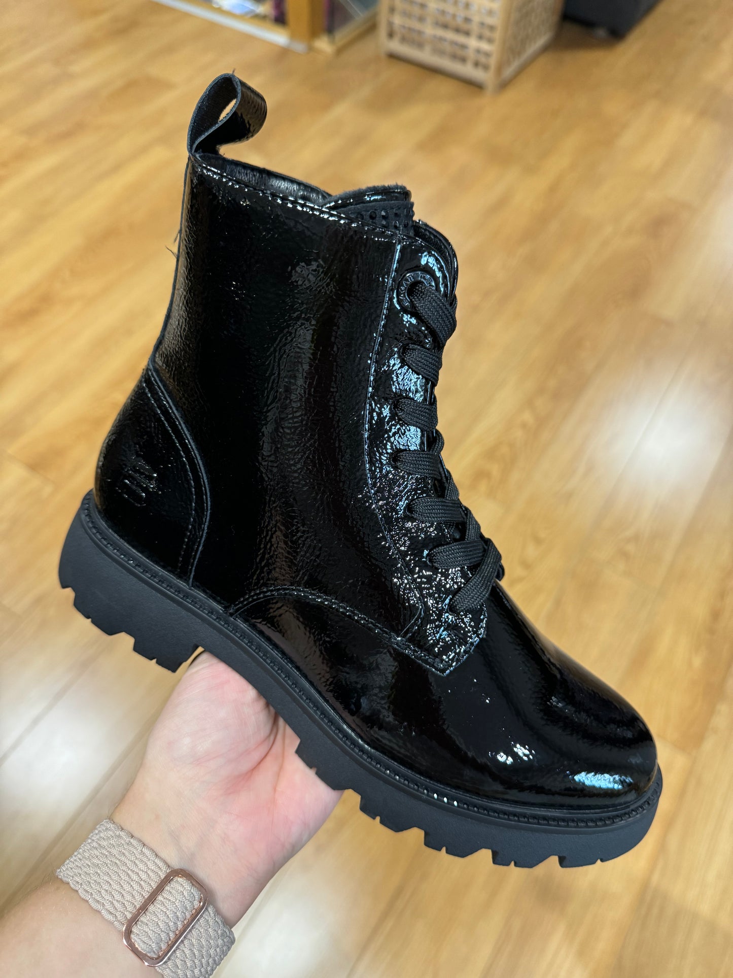 Bagatt Black Patent Biker Boot