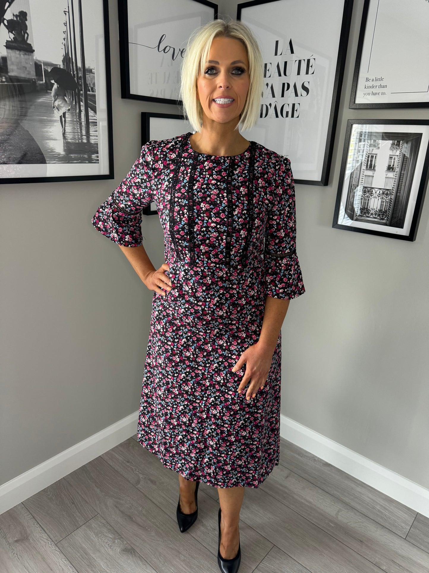 Pink/Black Floral Dress