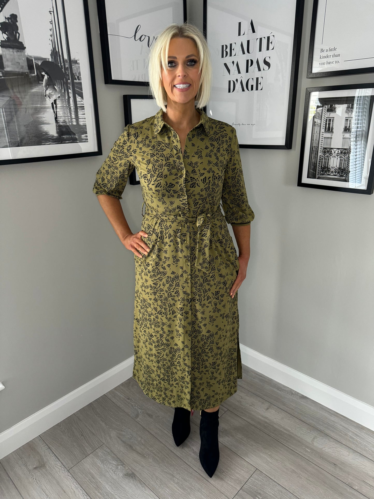 Yest Green/Black Shirt Dress