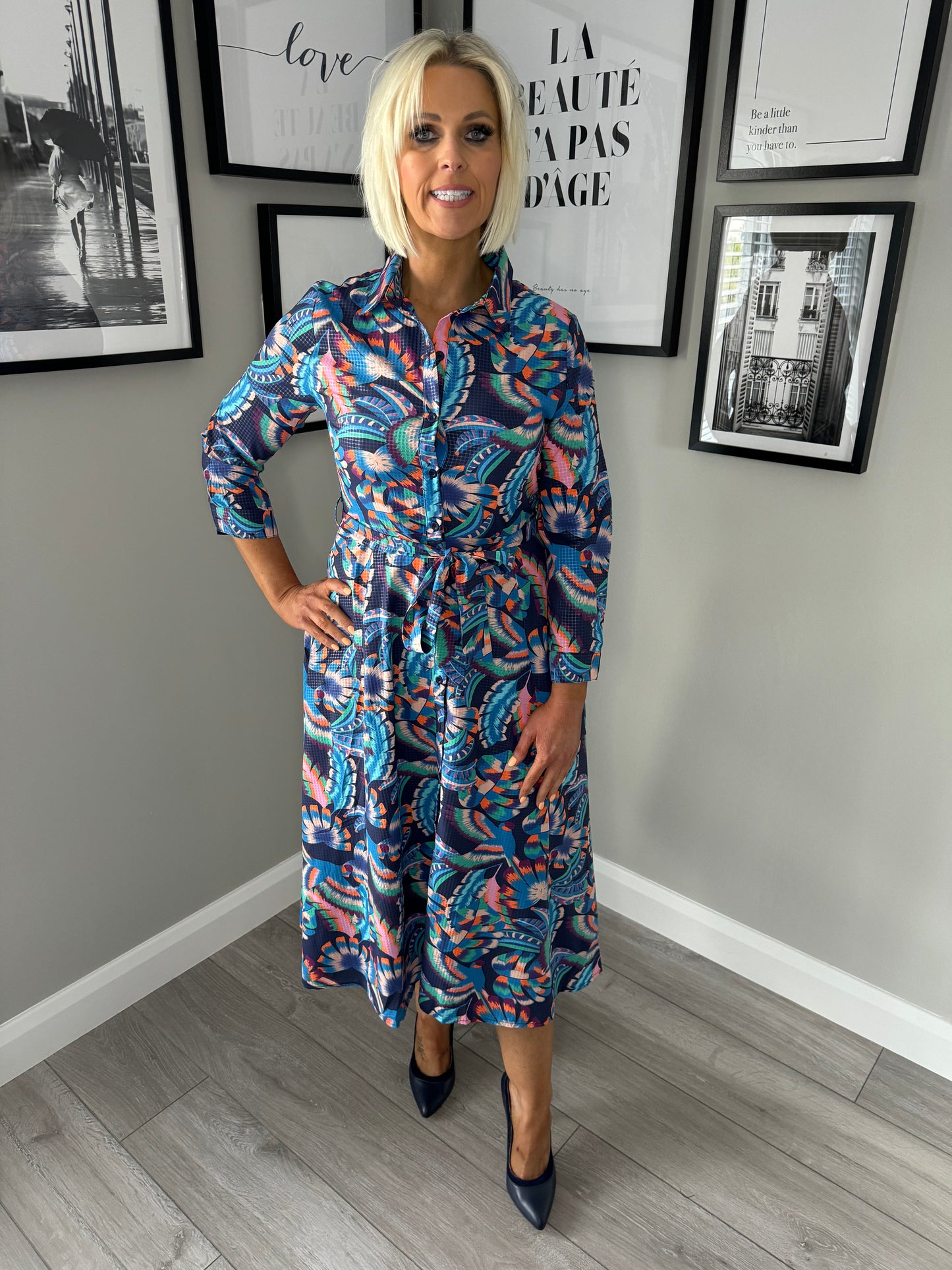 Blue Multi Shirt Dress