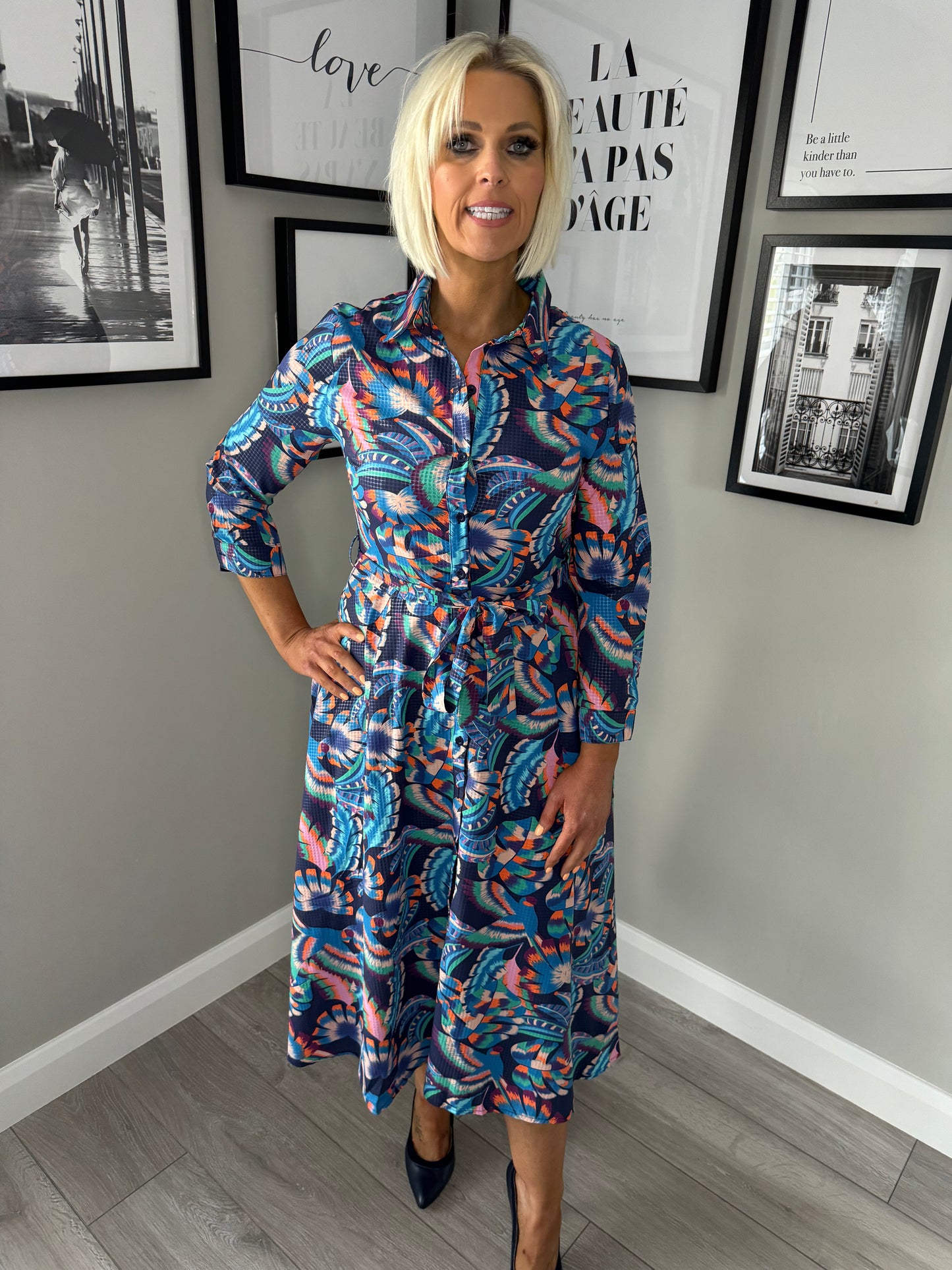 Blue Multi Shirt Dress