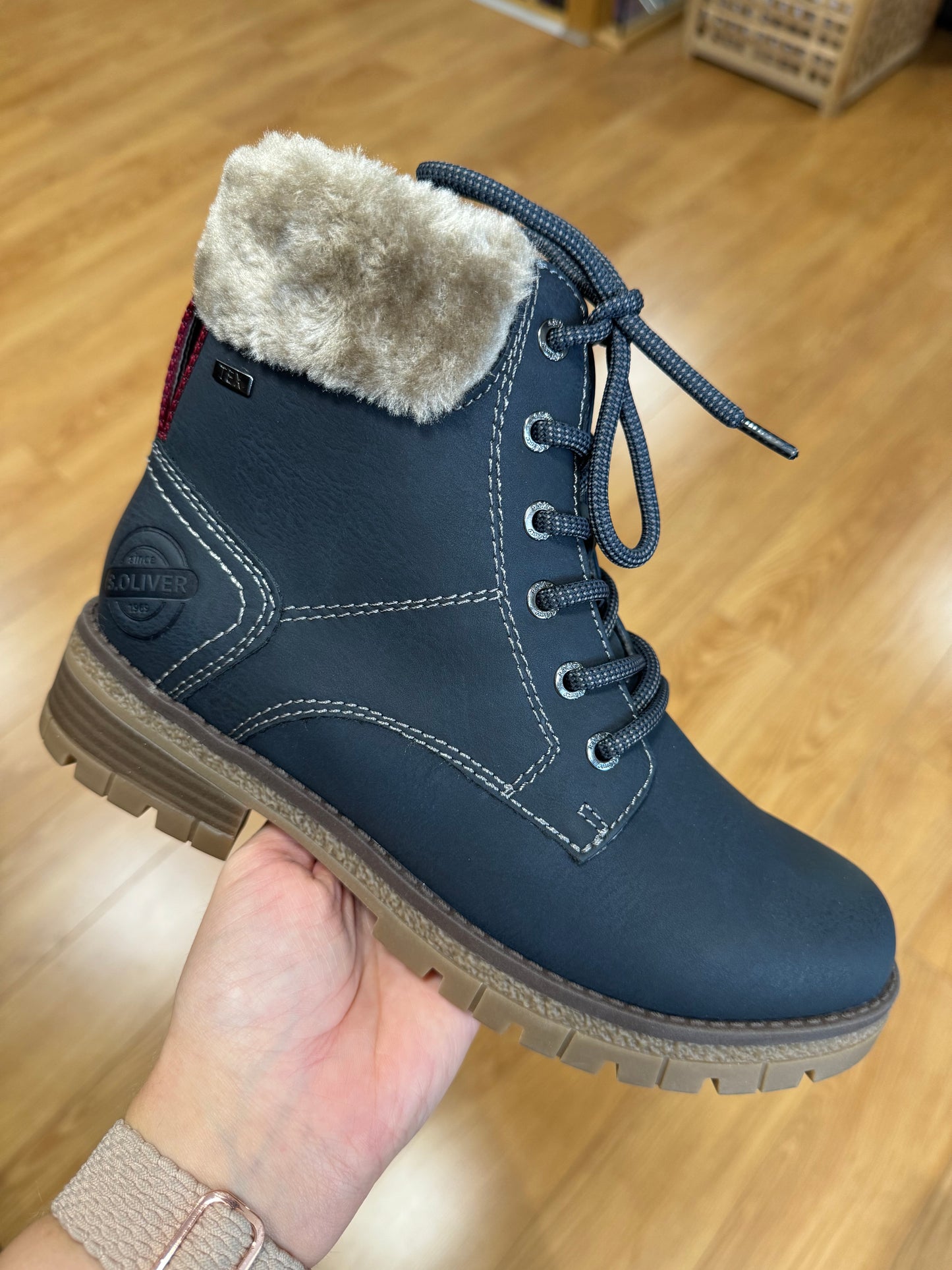 S. Oliver Navy Water Resistant Fur Boot