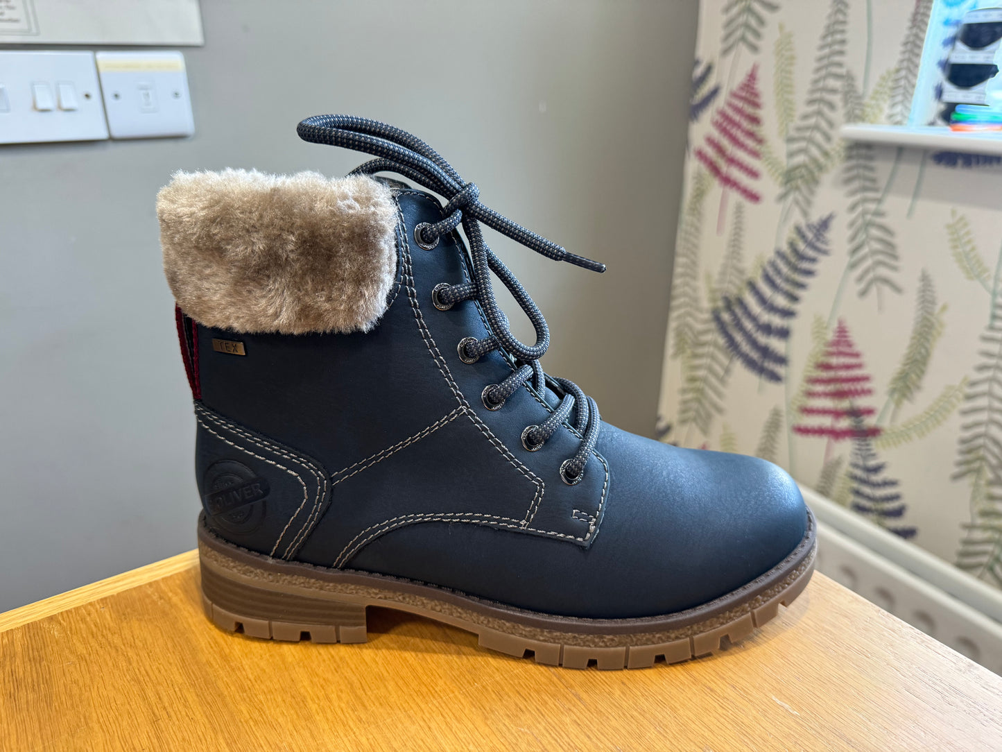 S. Oliver Navy Water Resistant Fur Boot