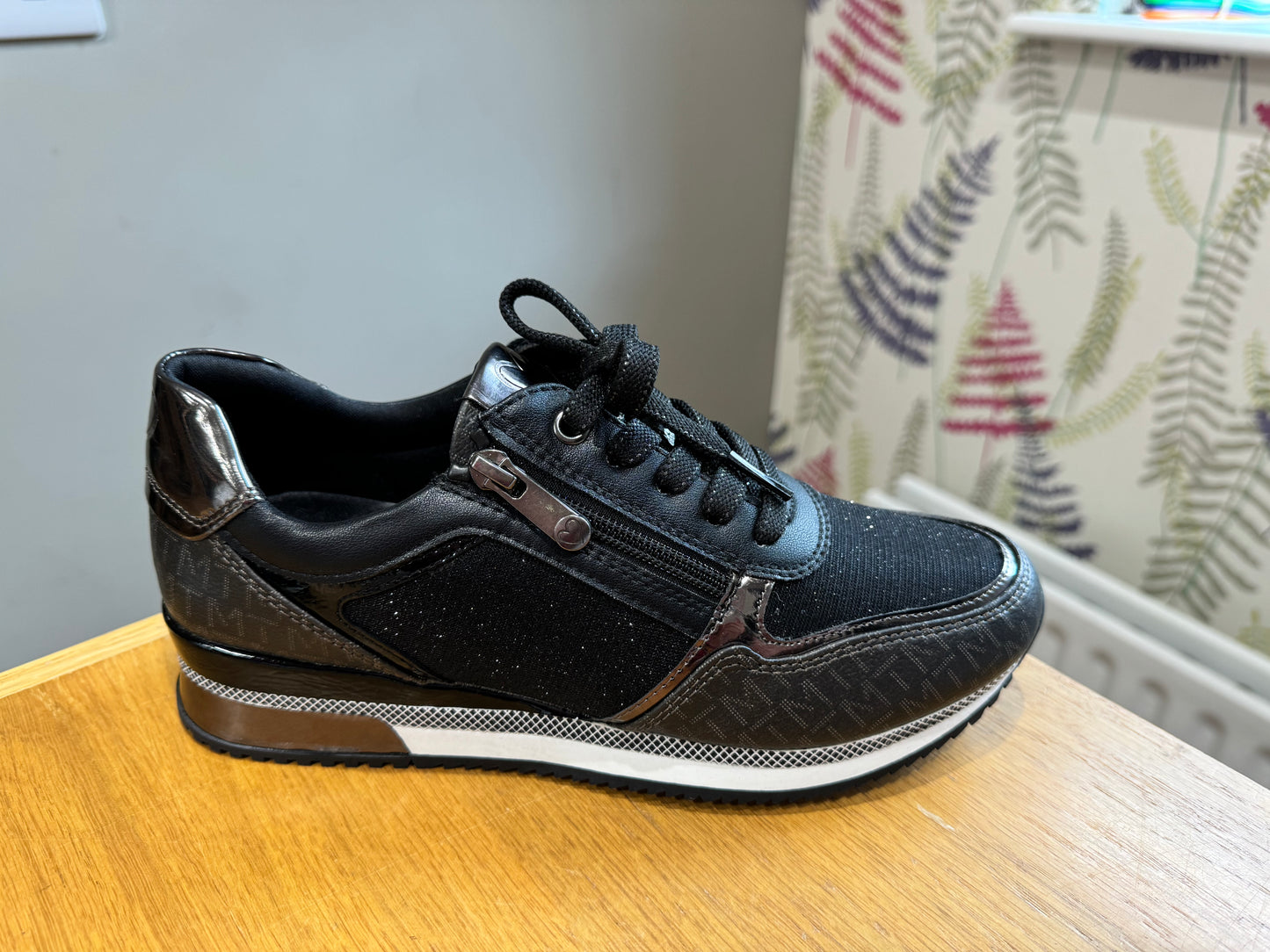 Marco Tozzi Black Logo/Sparkle Trainer