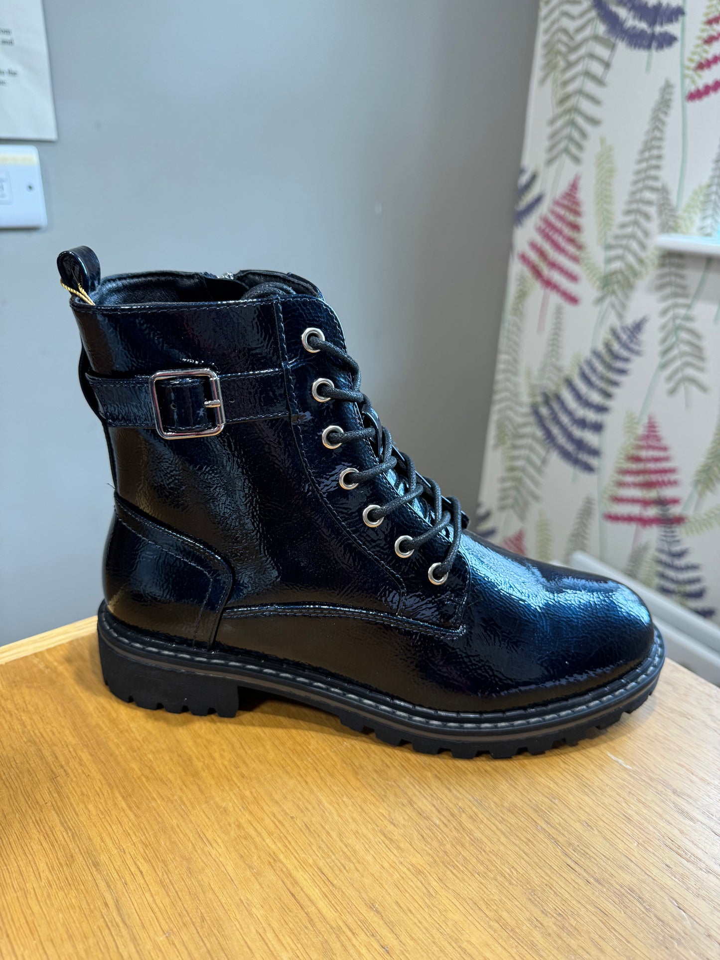 Lunar Parlour Navy Patent Boot