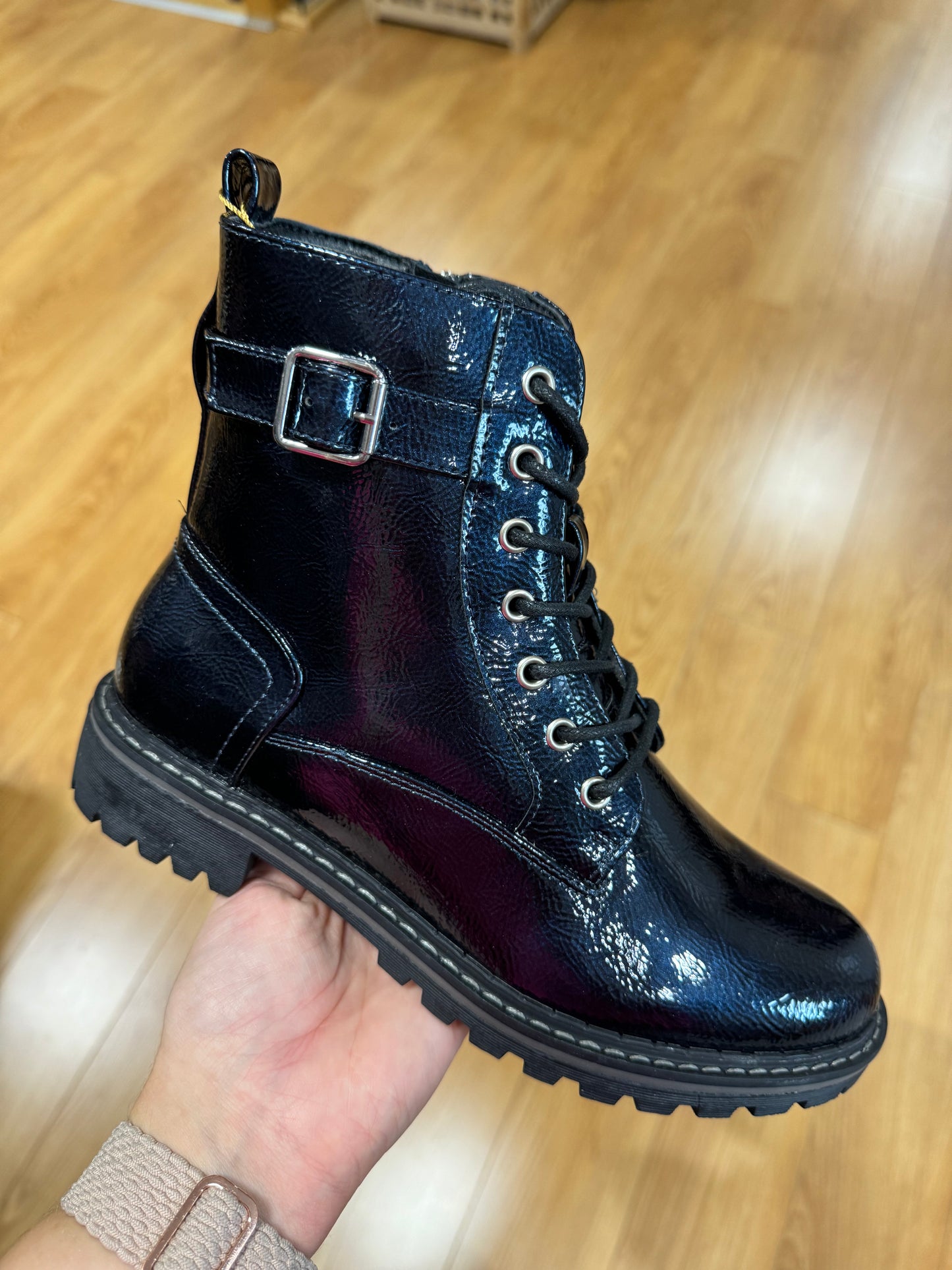 Lunar Parlour Navy Patent Boot