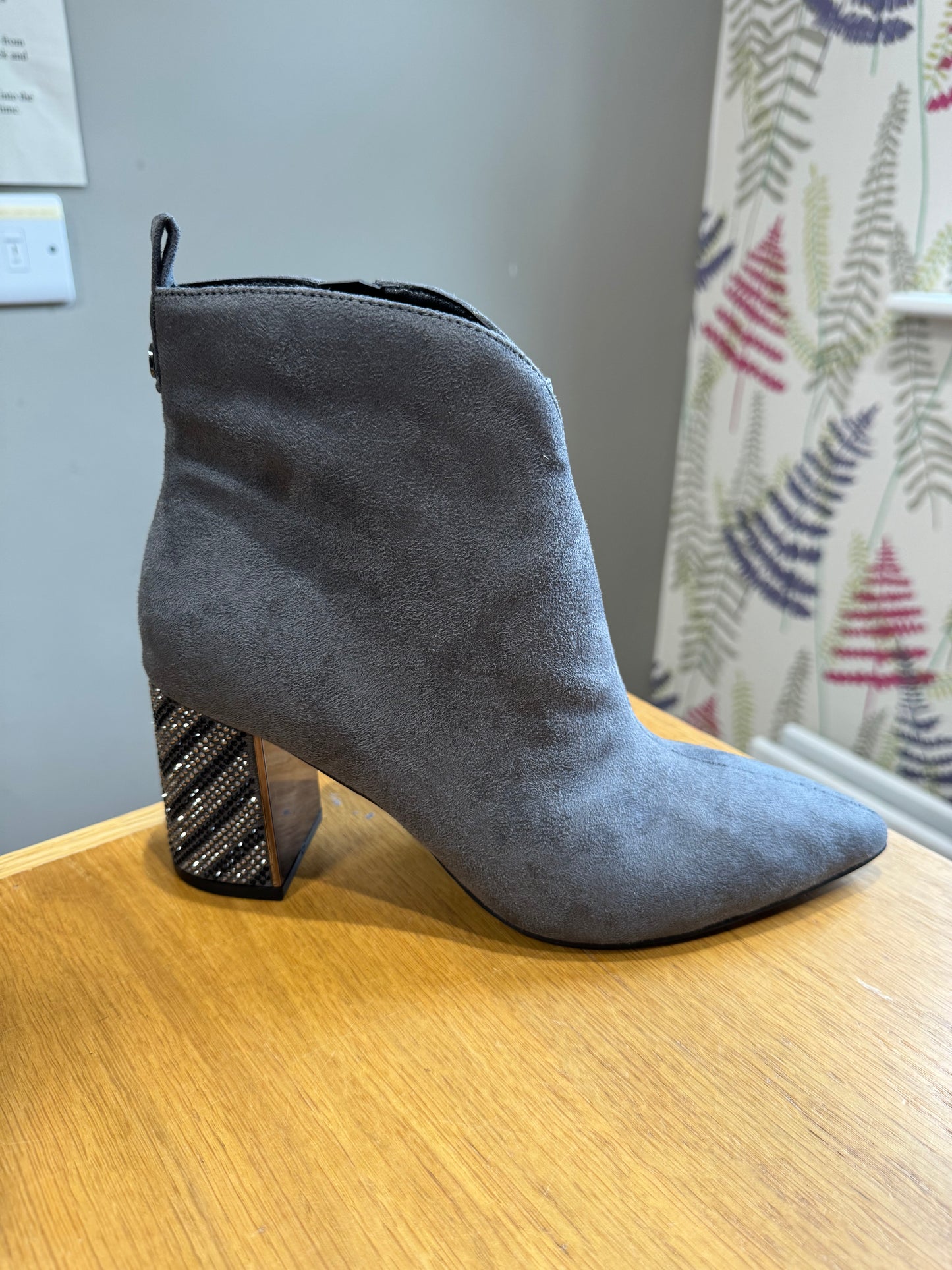 Lotus Lori Grey Diamanté Heel Boot