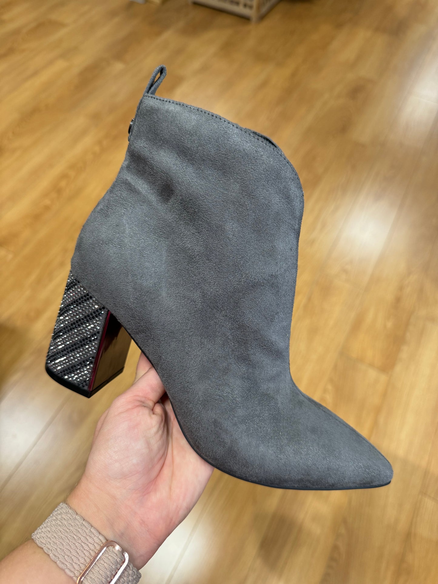 Lotus Lori Grey Diamanté Heel Boot