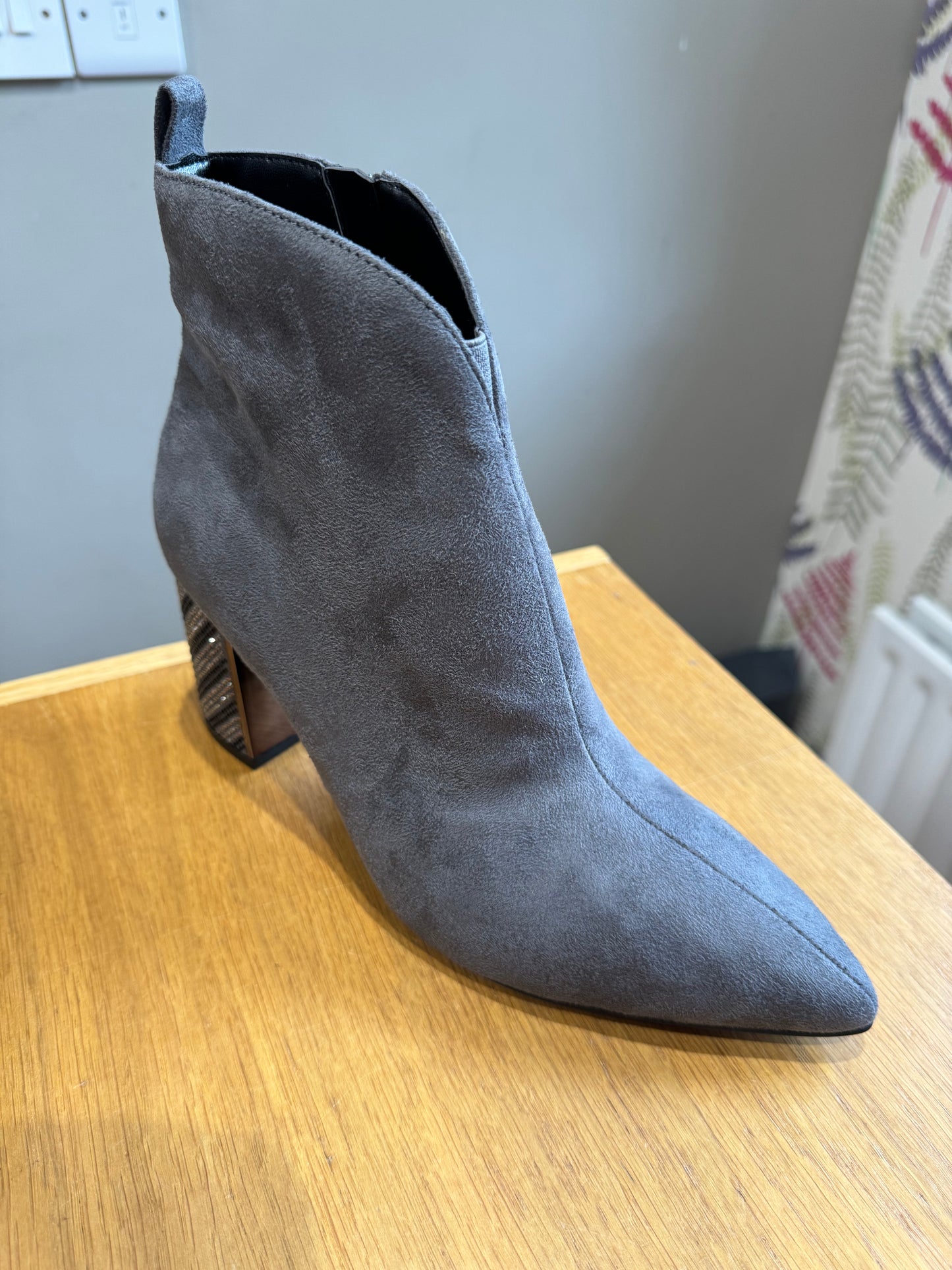 Lotus Lori Grey Diamanté Heel Boot